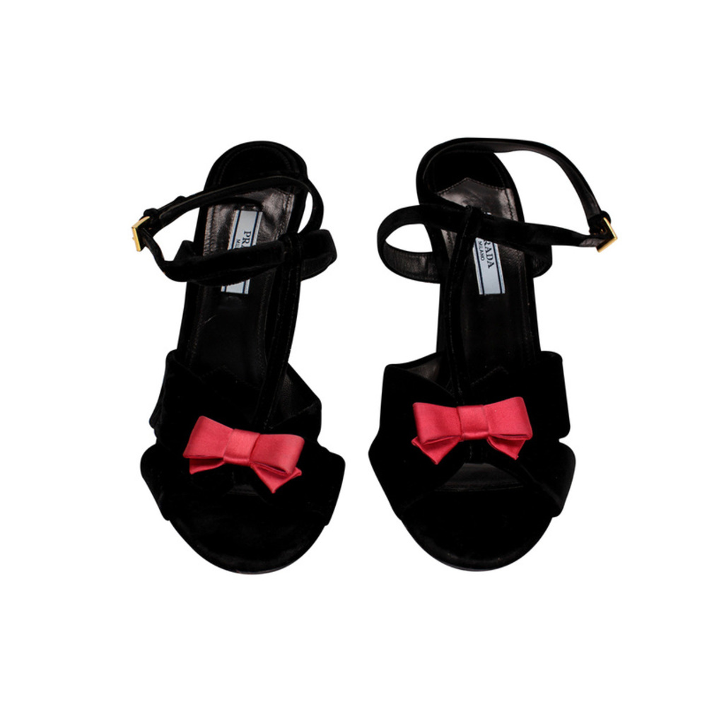 Prada Milano Suede Open Toe Ankle Strap High 38.5